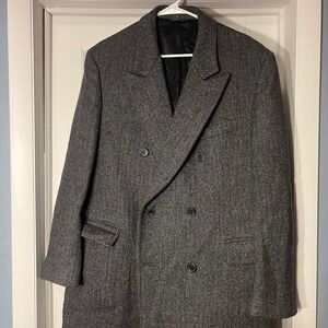 Grey 100% wool Justers vintage overcoat